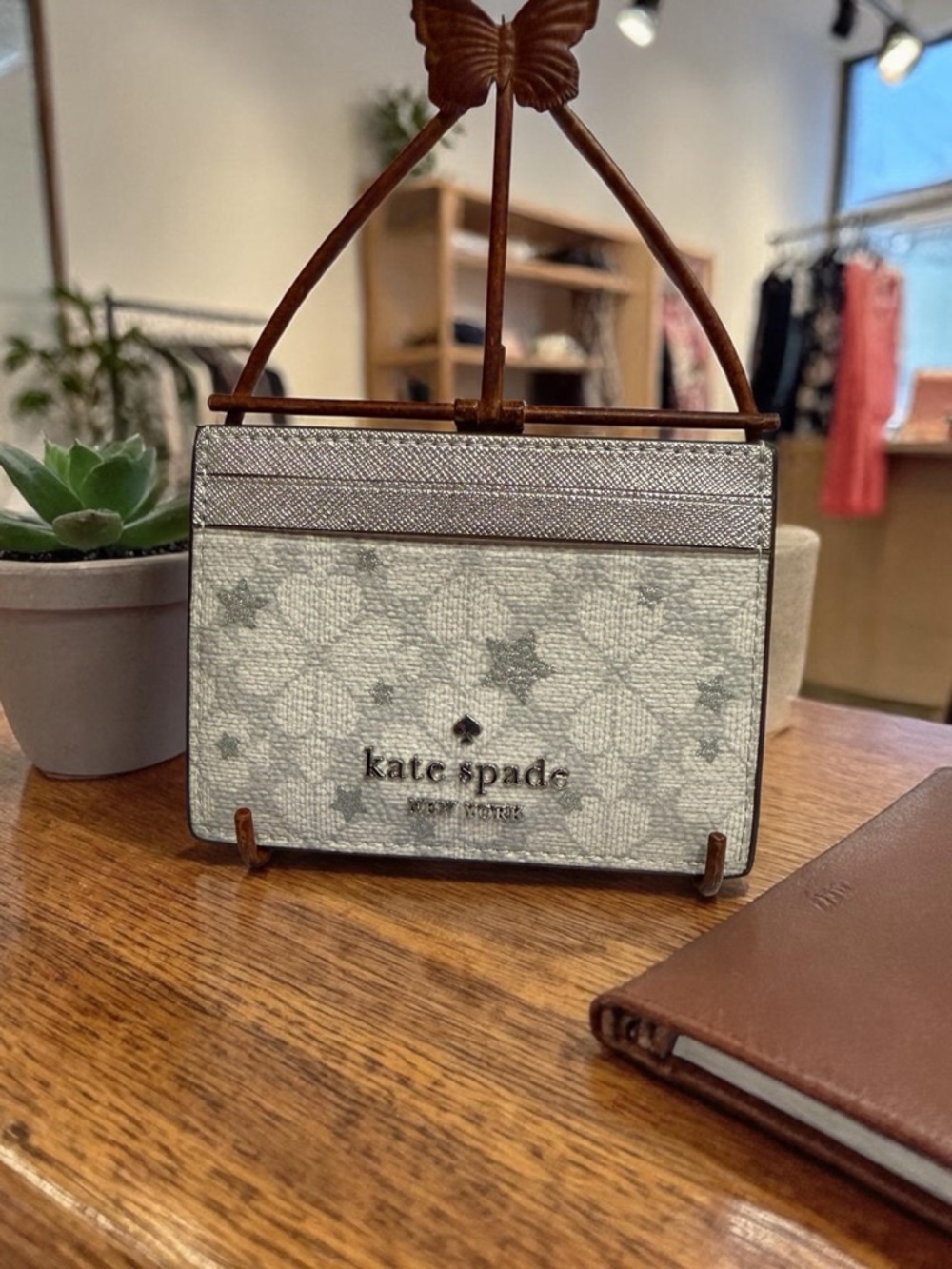 kate spade Metallic Silver Card Holder - Picture 2 of 8